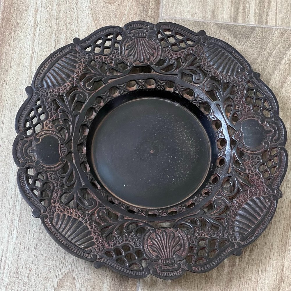 Vintage Decorative OrnateMetal Plate 9.15x1in Home Decor. Made in India